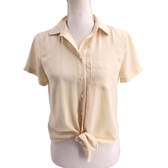 J. Crew Mercantile Womens Size XS Tie Front Button-Up Preppy Shirt Collared - Picture 1 of 7